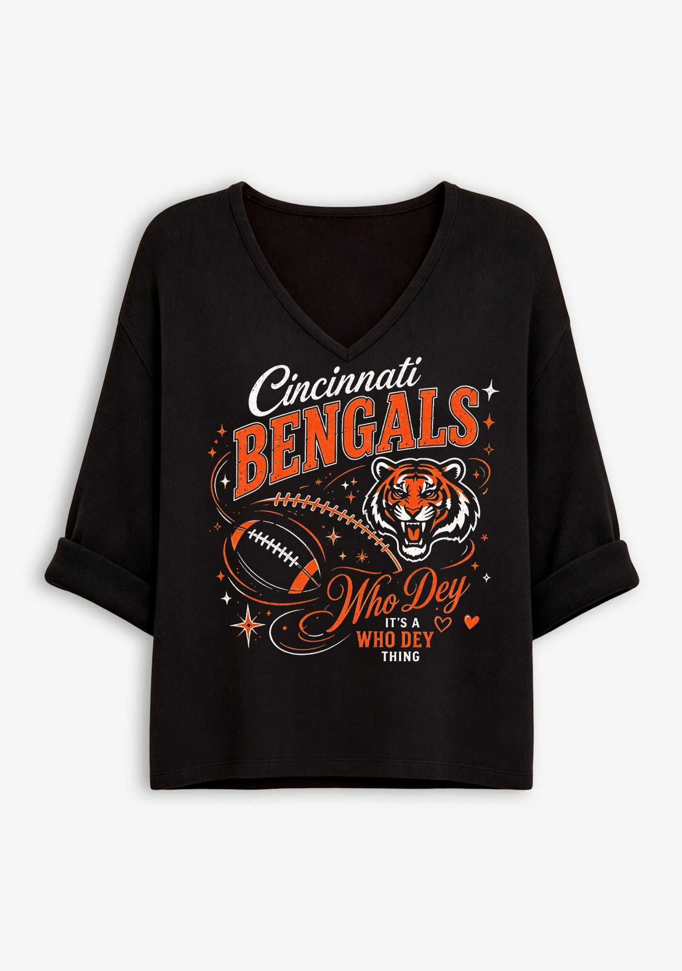 Women Cincinnati Bengals Who Dey Football Graphic Long Sleeve Game Day Shirt Secondary image
