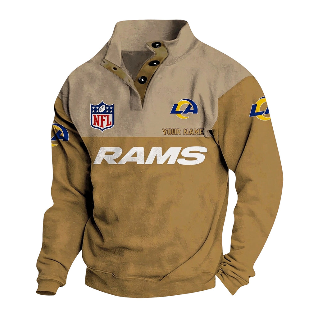 Men's Los Angeles Rams Button Mock Neck Sweatshirt