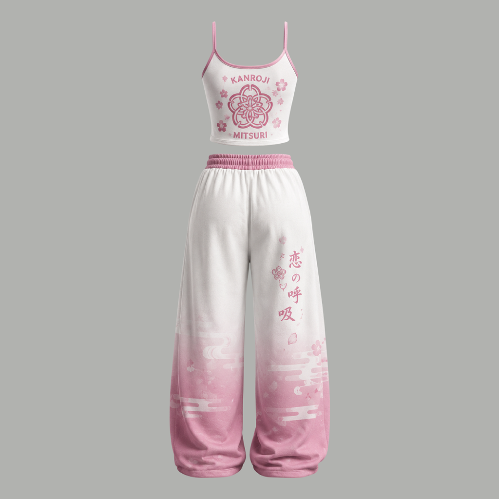 Anime Demon Slayer Top & Elasticated Trousers Two-Piece Set