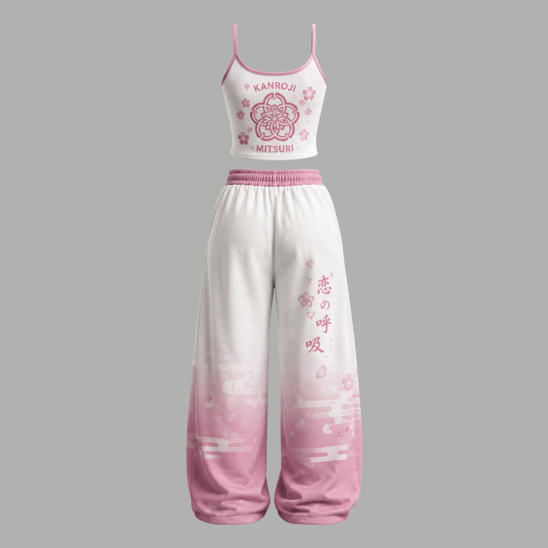 Anime Demon Slayer Top & Elasticated Trousers Two-Piece Set