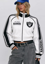 Women's Las Vegas Raiders Cropped Zip Up Track Jacket