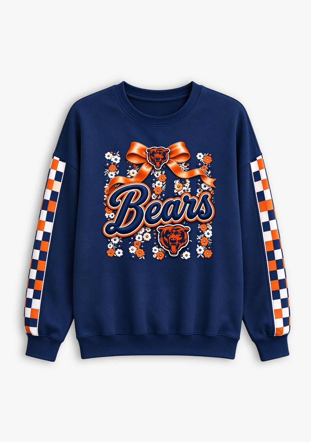 Women's Chicago Bears Floral Bow Crewneck Sweatshirt