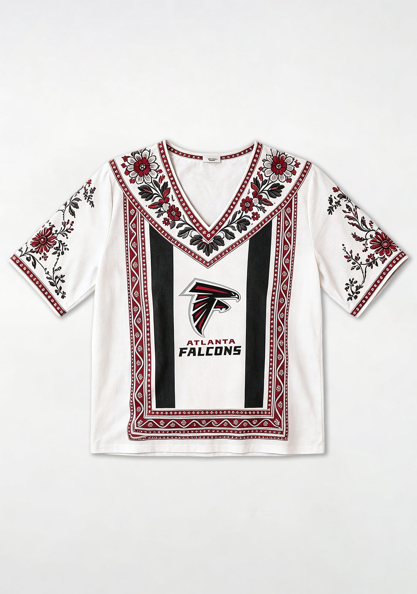 Boho Floral Atlanta Falcons V-Neck Blouse Secondary image