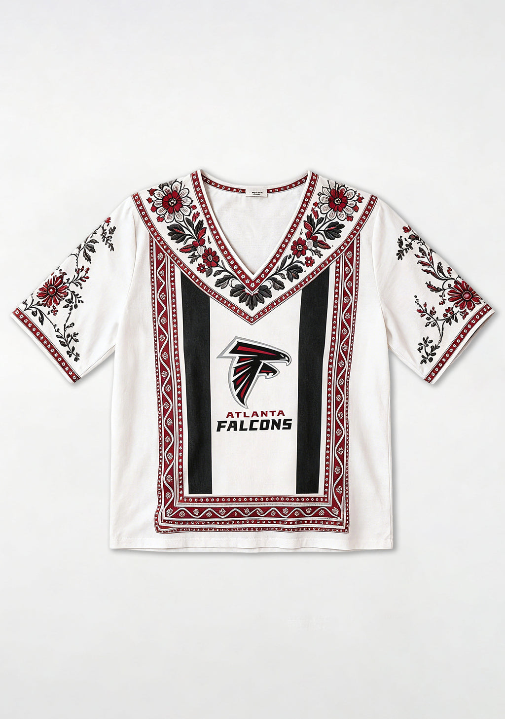 Boho Floral Atlanta Falcons V-Neck Blouse