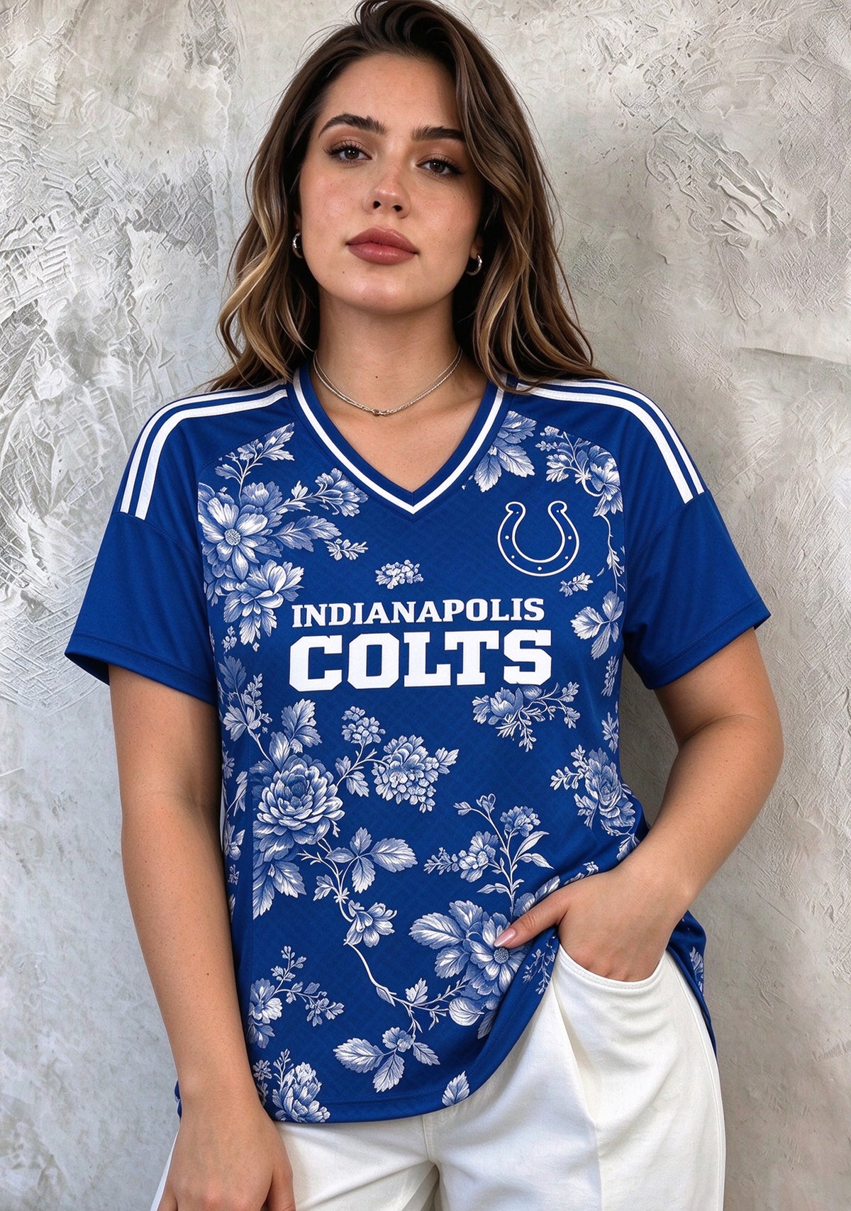 Women's Indianapolis Colts Floral V-Neck T Shirt