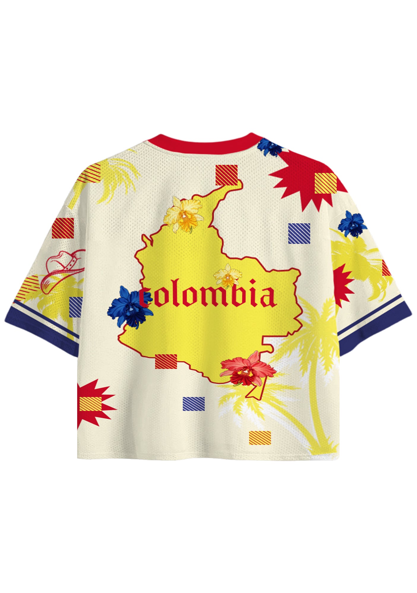 Tropical Colombia Country Map Cropped Mesh Jersey Shirt Secondary image