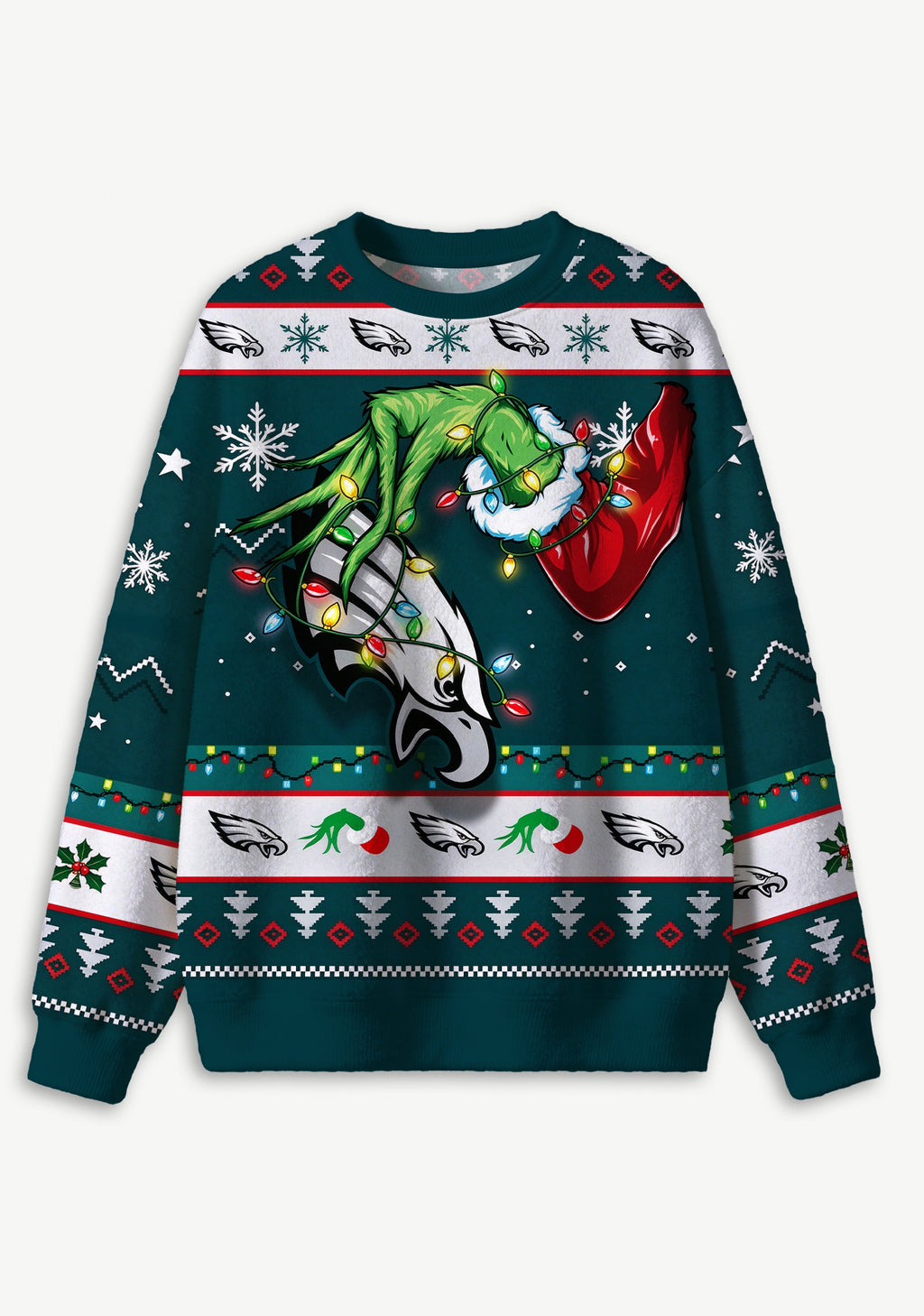 Grinch Philadelphia Eagles Logo Ugly Christmas Sweatshirt