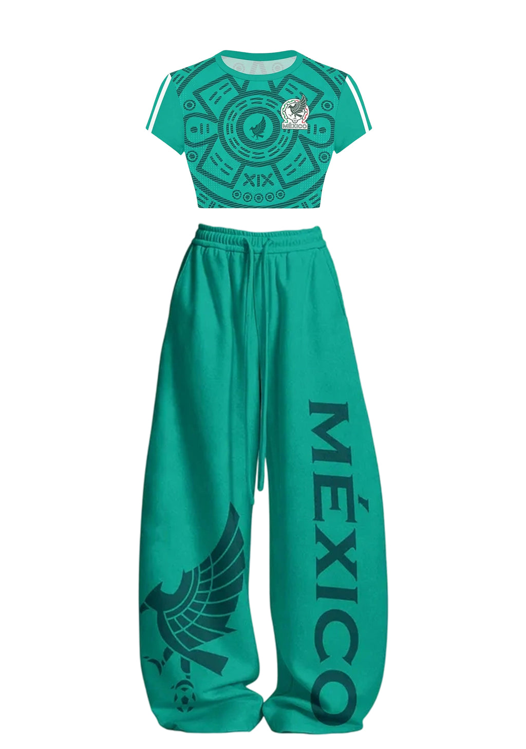 Mexico National Soccer Team Tops & Elasticated Trousers Two-Piece Set
