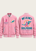 Miami Dolphins Breast Cancer Awareness Pink Ribbon Varsity Jacket