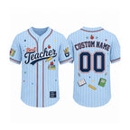 Personalized Team School Stuff Preppy Stripes Teacher Baseball Jersey