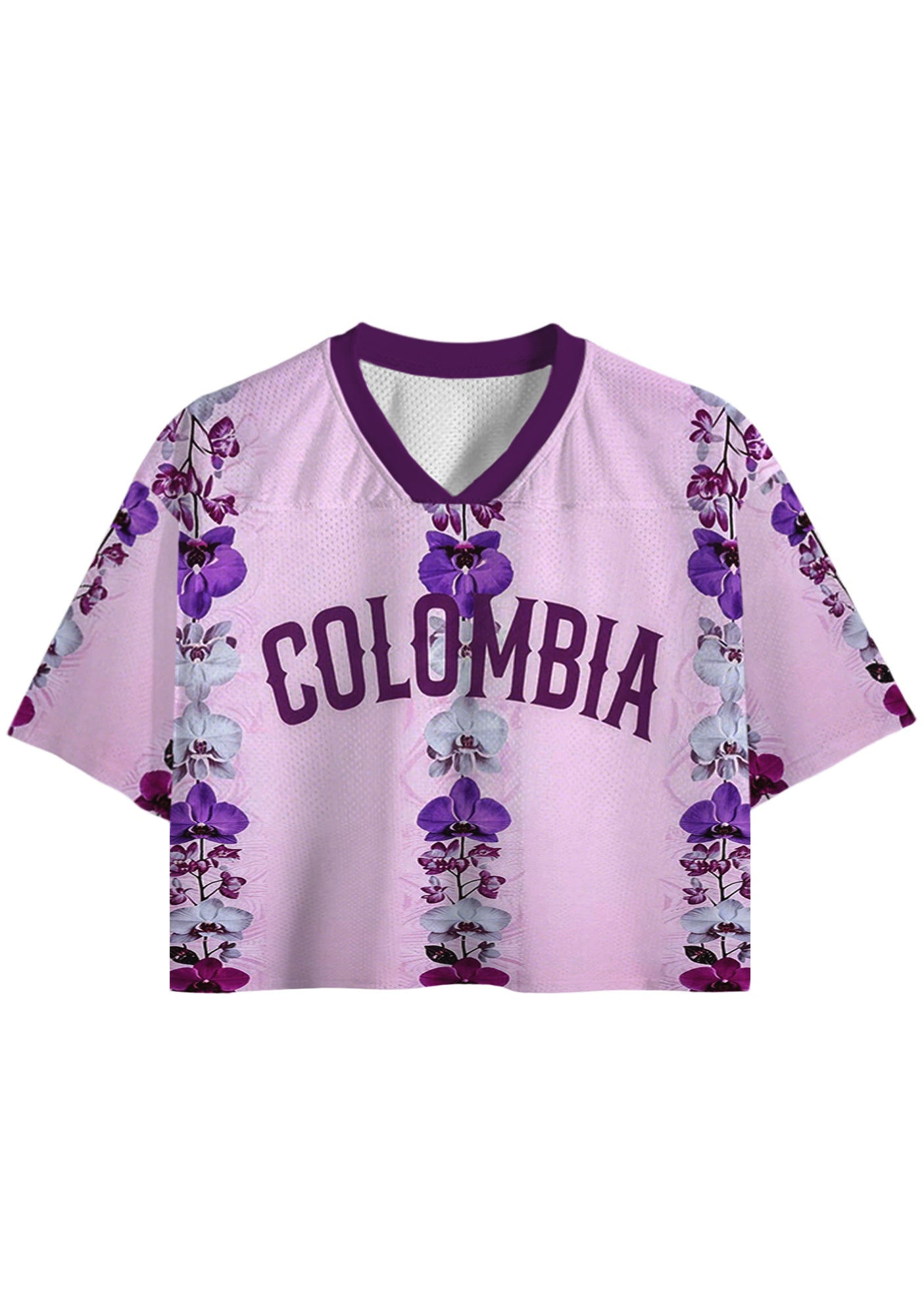 Colombia National Orchid Flower Cropped Jersey Shirt Main image