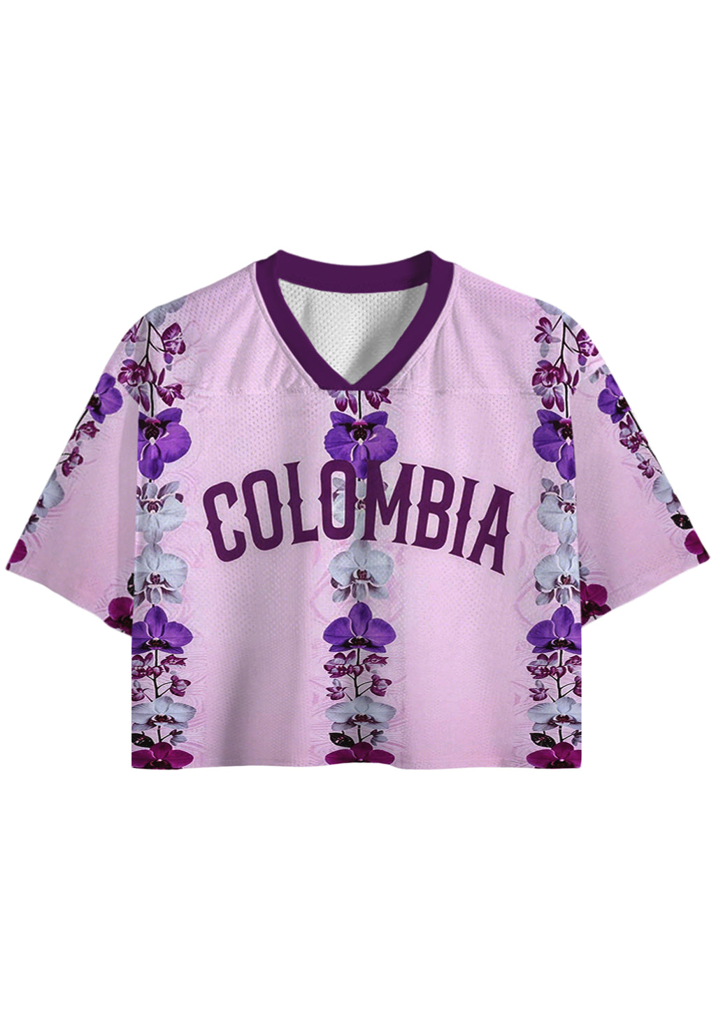Colombia National Orchid Flower Cropped Jersey Shirt