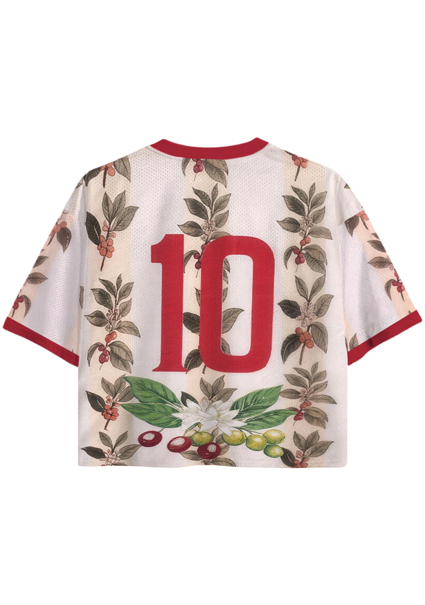 Colombian Coffee Tree Print Cropped Jersey Shirt