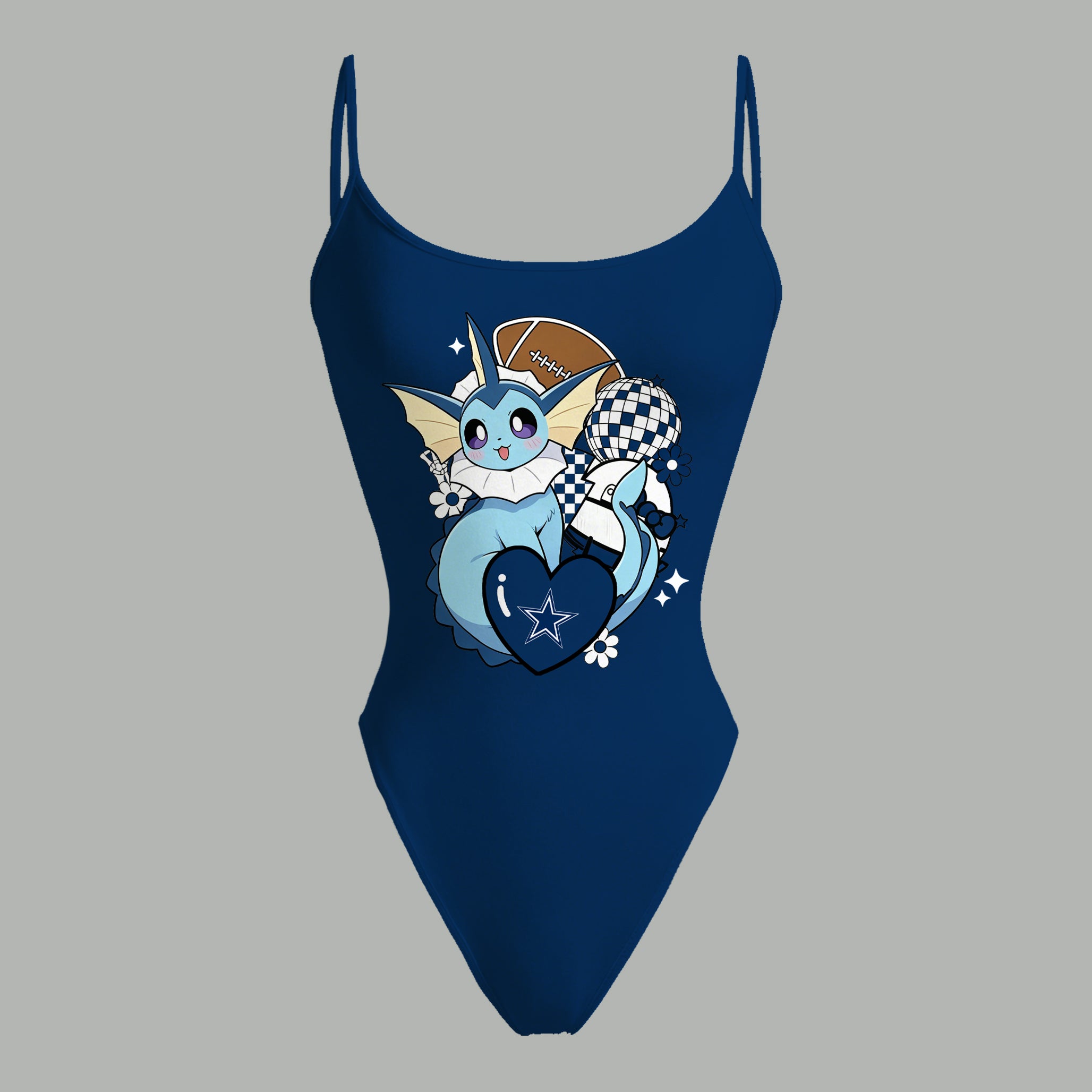 Dallas Cowboys X Pokémon Bodysuit  & Stretch Black Denim Shorts Two-Piece Set Secondary image