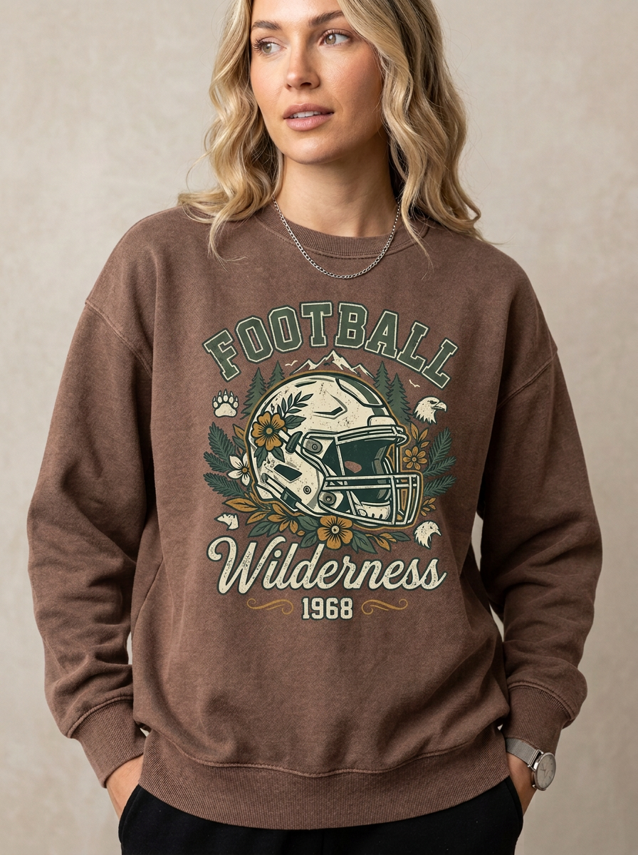 Women's Football Wilderness Floral Helmet Printed Long-Sleeve T-Shirt