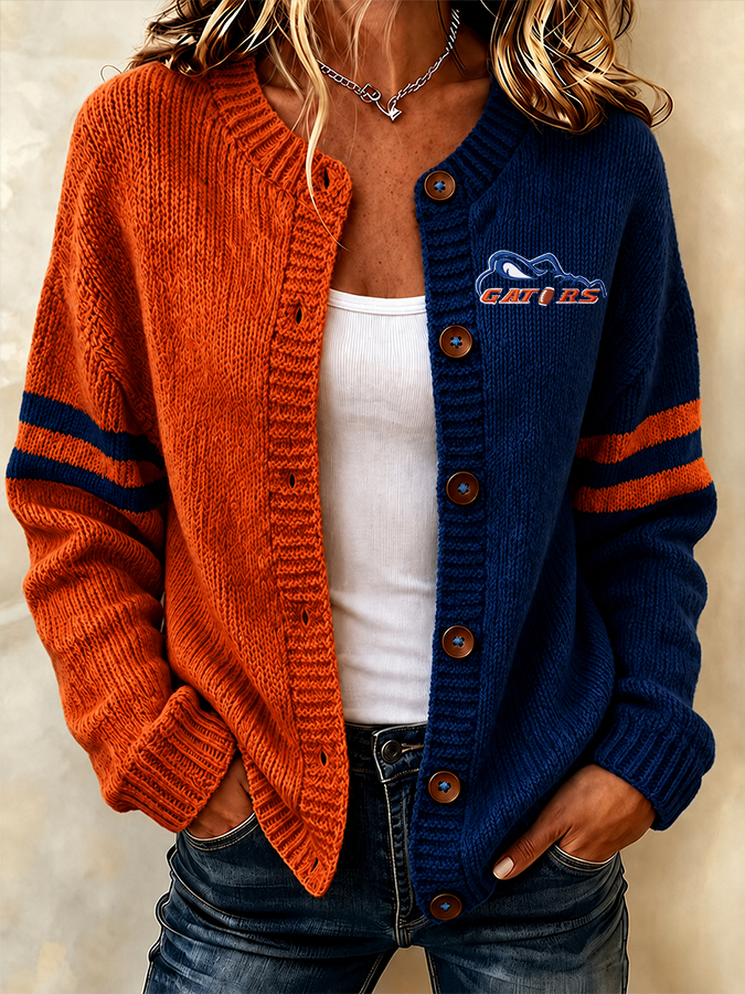 Women'S Football Printed Knitted Cardigan Main image