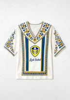Boho Floral Border Leeds United V-Neck Blouse