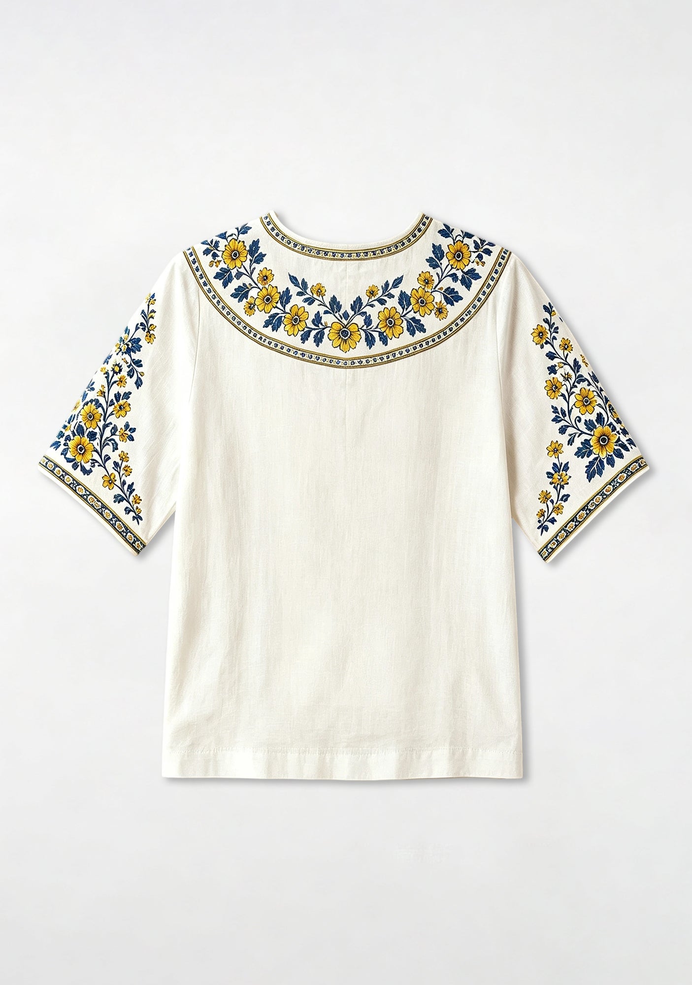 Boho Floral Border Leeds United V-Neck Blouse