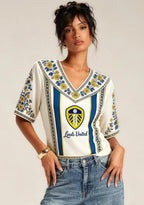 Boho Floral Border Leeds United V-Neck Blouse
