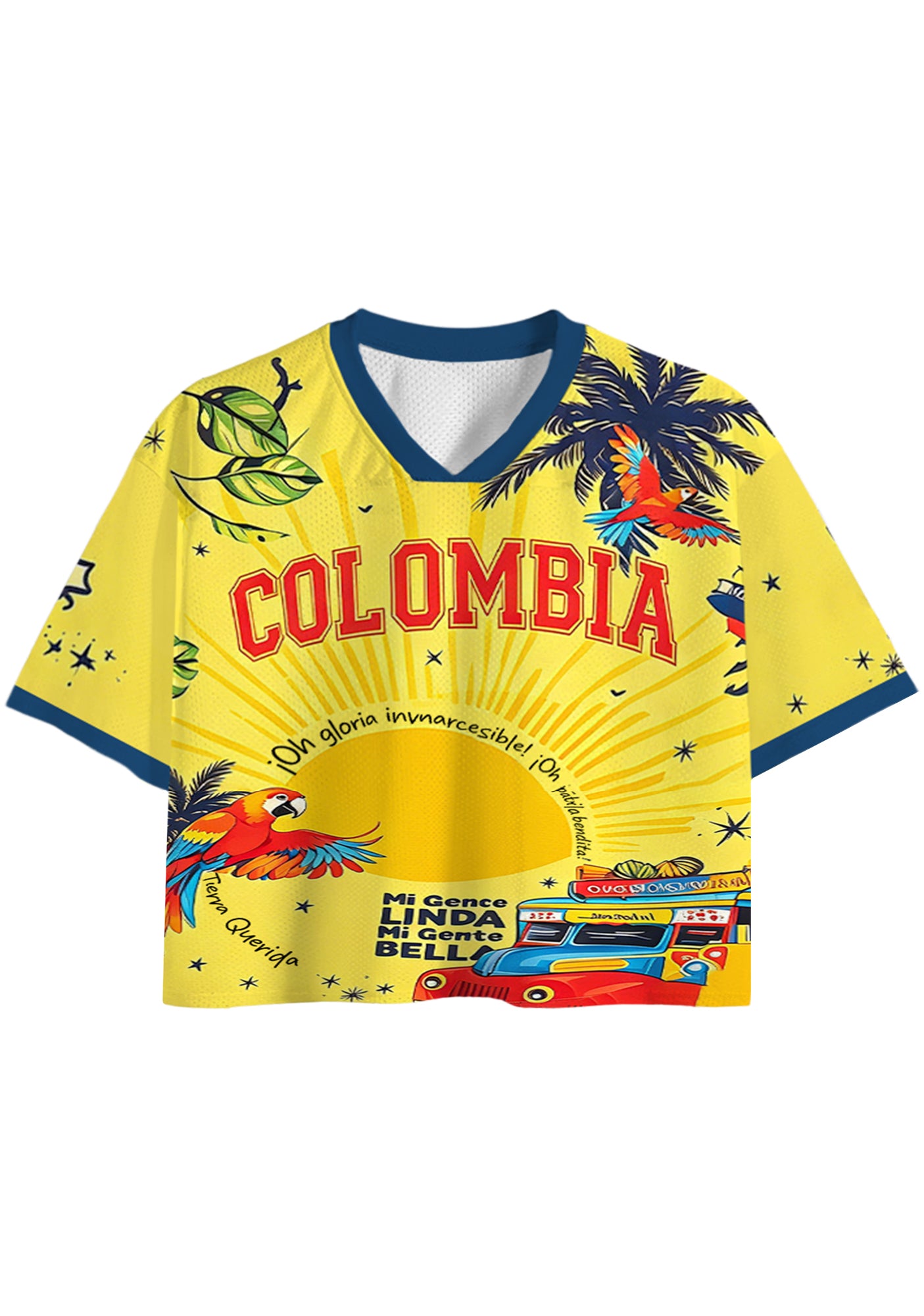 Sunshine Colombia Chiva Bus Macaw Cropped Jersey Shirt Main image