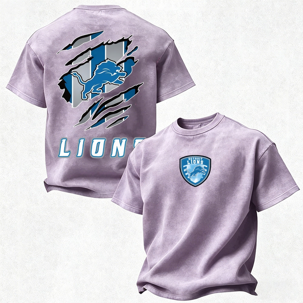 Detroit Lions Printed Unisex 100% Pure Cotton Washed T-Shirt