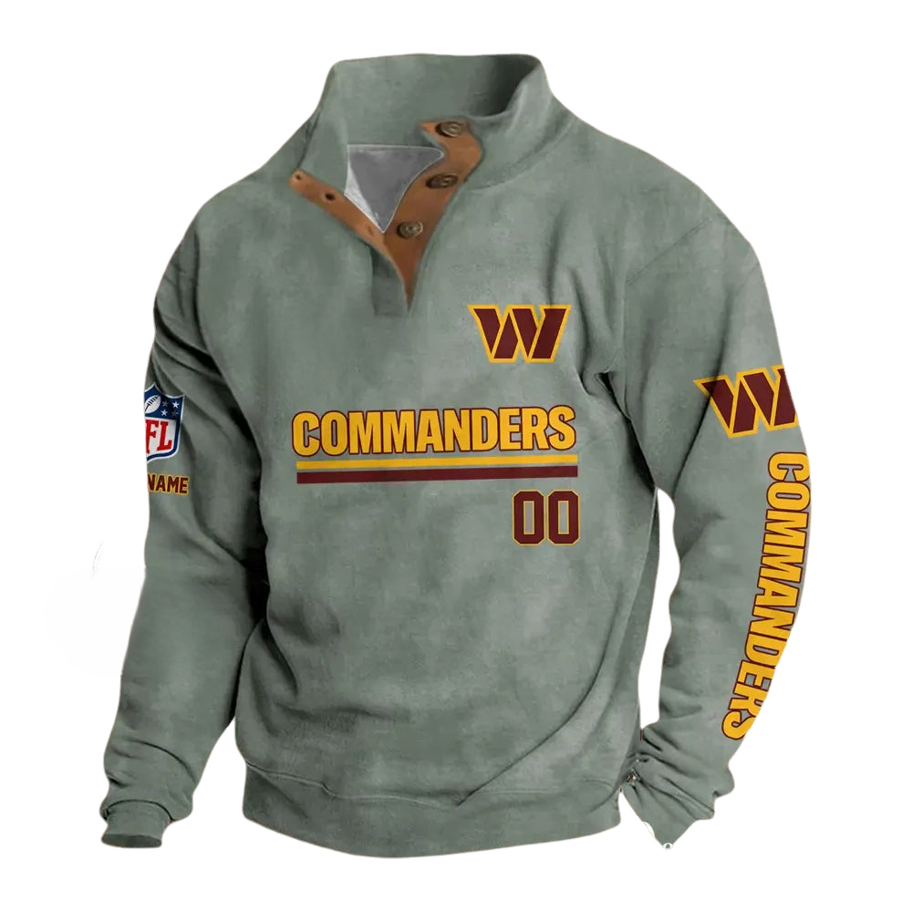Washington Commanders Button Mock Neck Sweatshirt