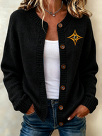 Women'S Football Printed Knitted Cardigan