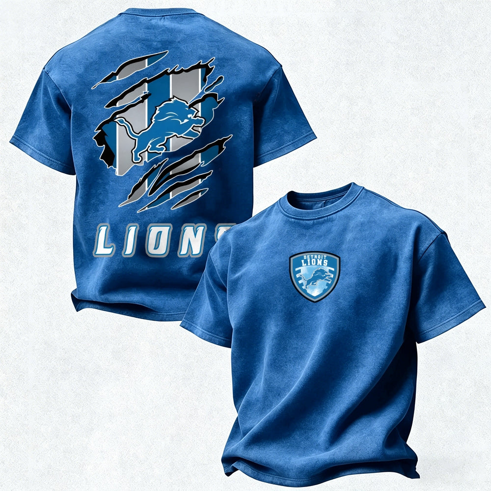 Detroit Lions Printed Unisex 100% Pure Cotton Washed T-Shirt