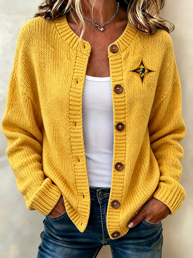 Women'S Football Printed Knitted Cardigan Main image
