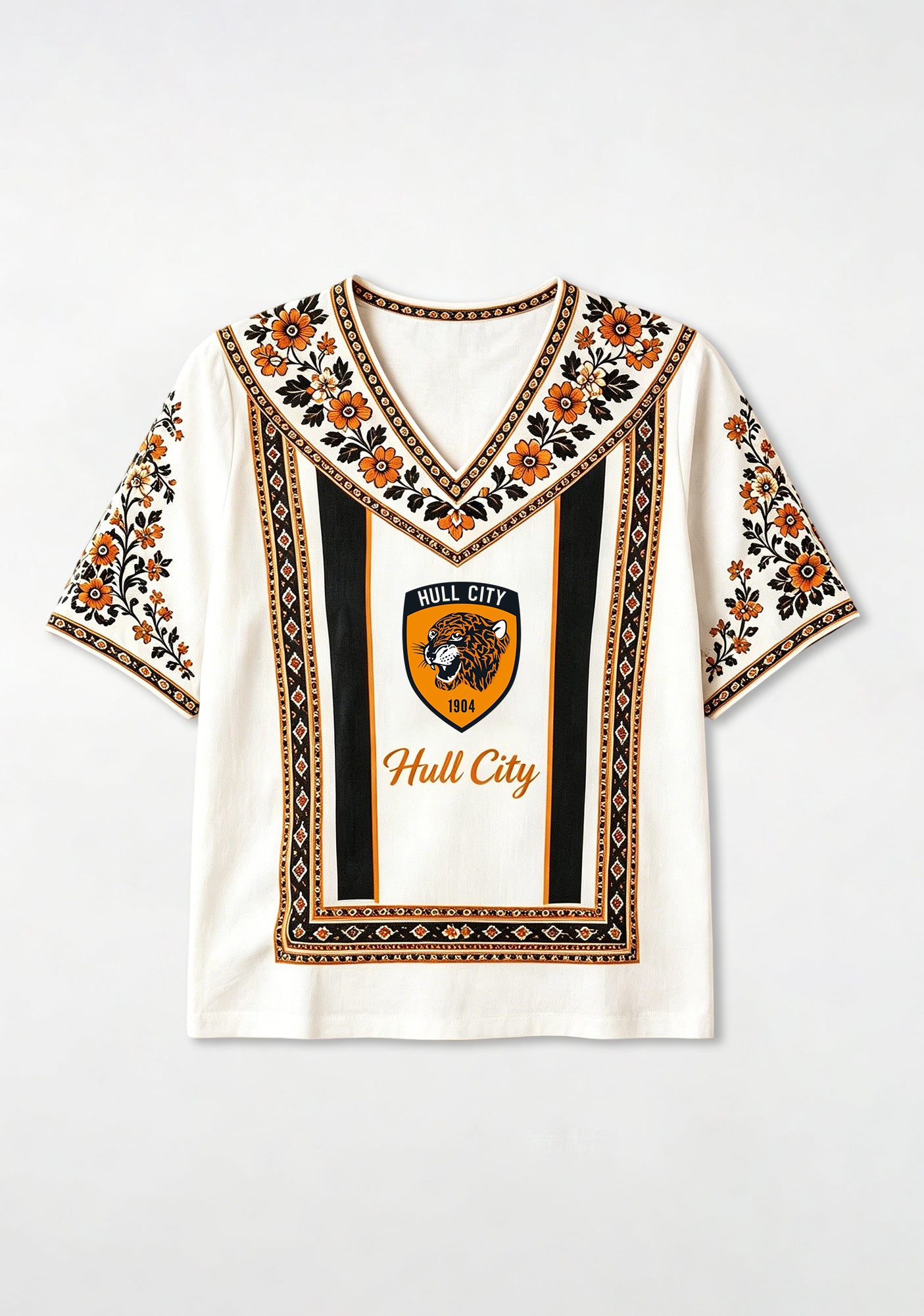 Boho Floral Border Hull City V-Neck Blouse Secondary image