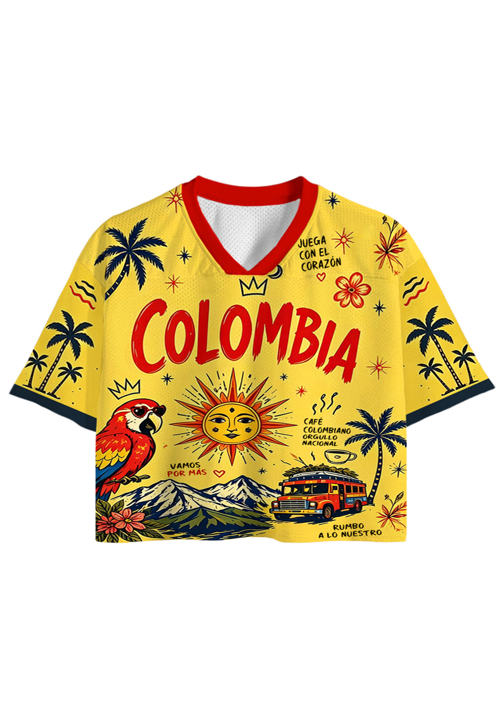 Colombia Tropical Macaw Sun Bus Cropped Jersey Shirt