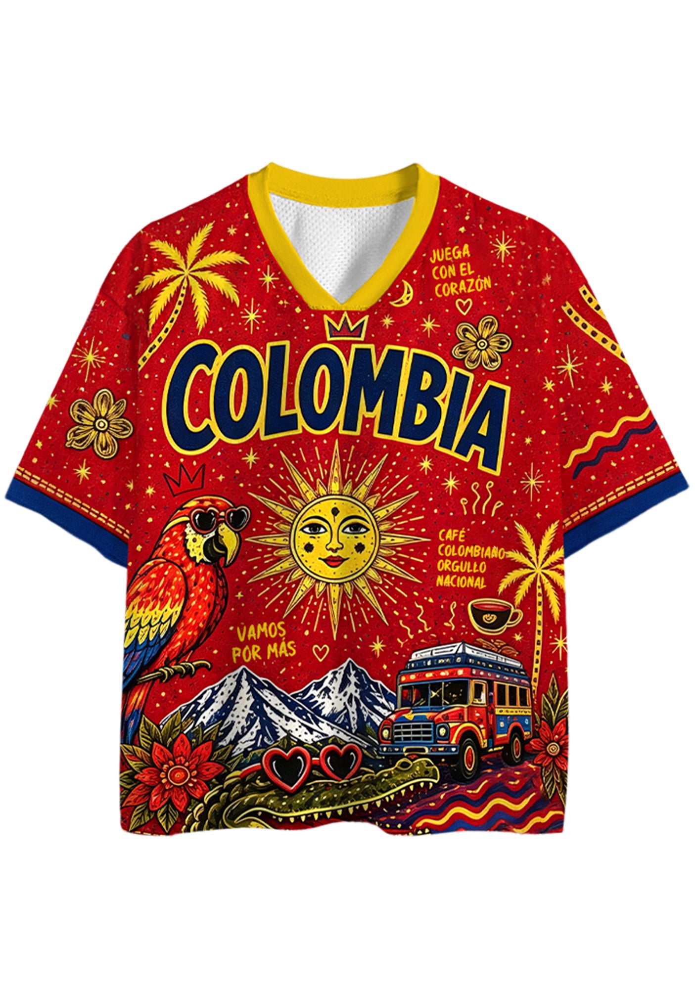 Colombia Culture All Over Print Red Mesh Jersey Shirts Main image