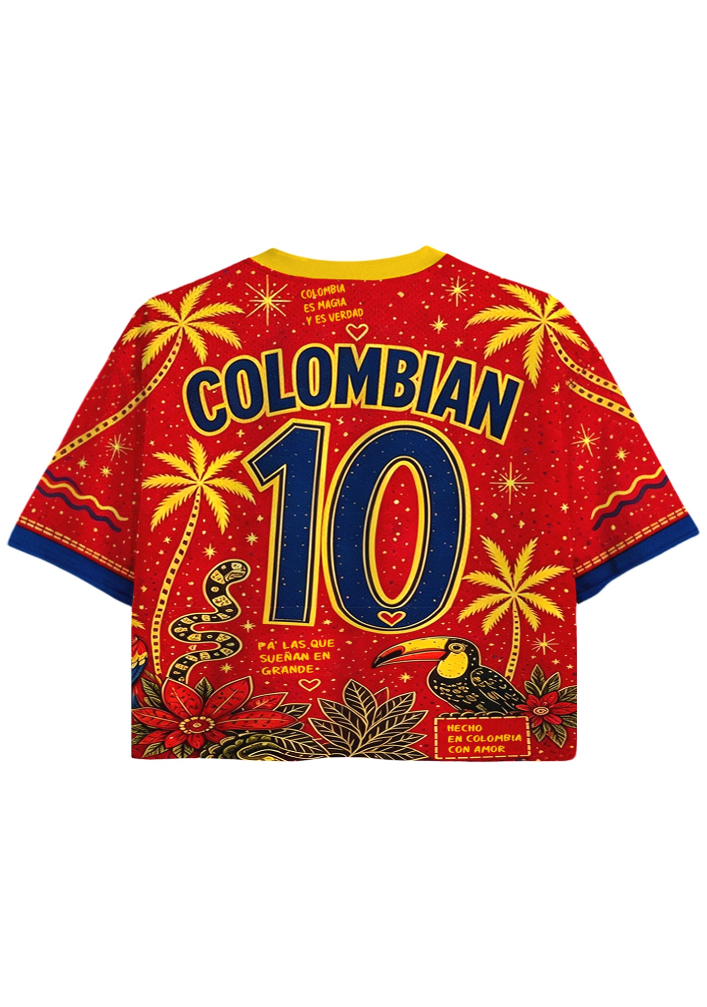 Colombia Culture All Over Print Red Cropped Jersey Shirt Secondary image