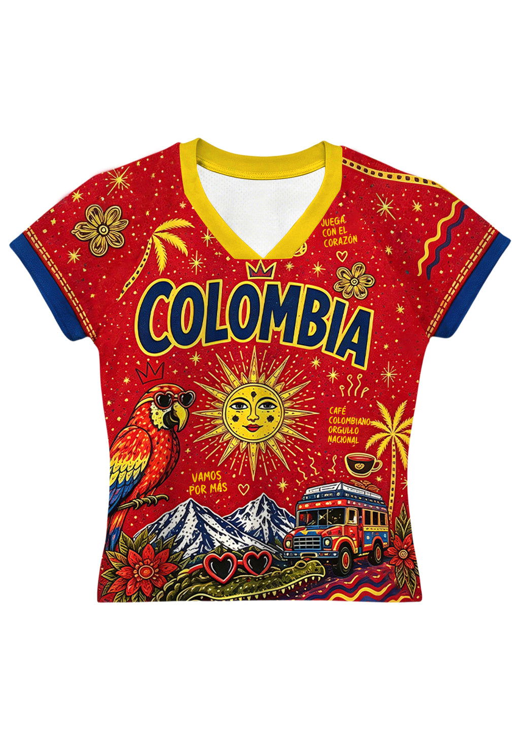 Colombia Culture All Over Print Red Baby Tee
