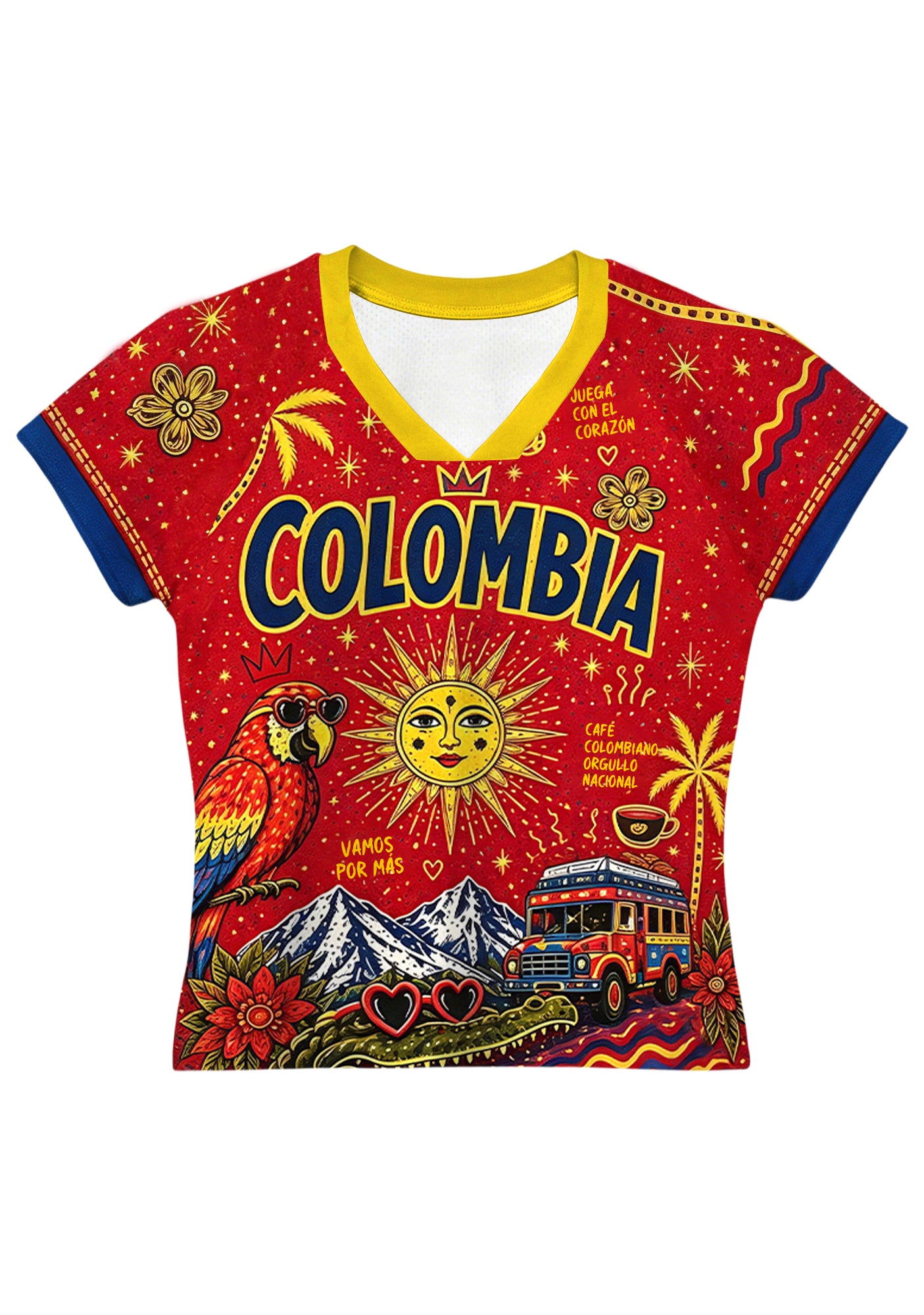 Colombia Culture All Over Print Red Baby Tee