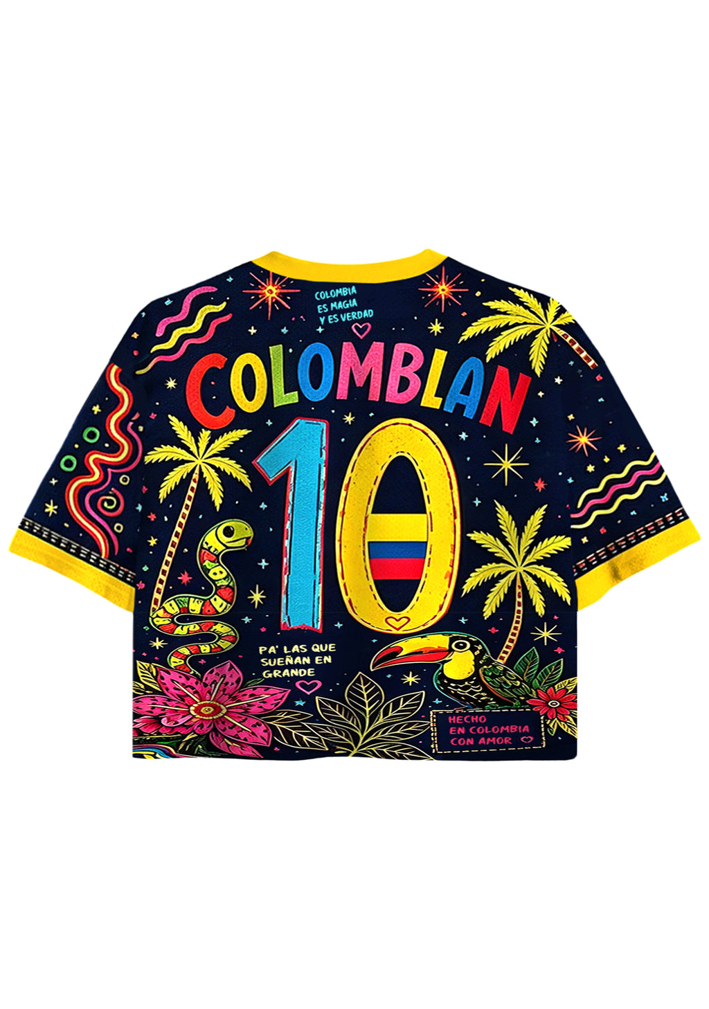Colorful Colombia Culture Cropped Jersey Shirt