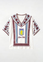 Boho Floral Border Aston Villa V-Neck Blouse