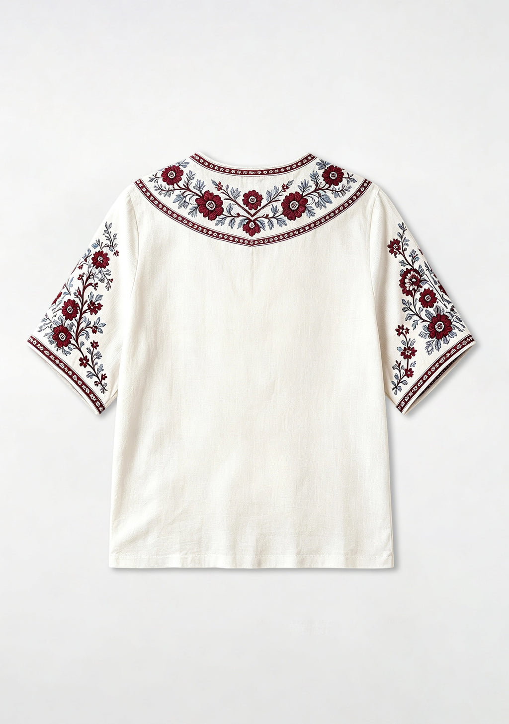 Boho Floral Border Aston Villa V-Neck Blouse
