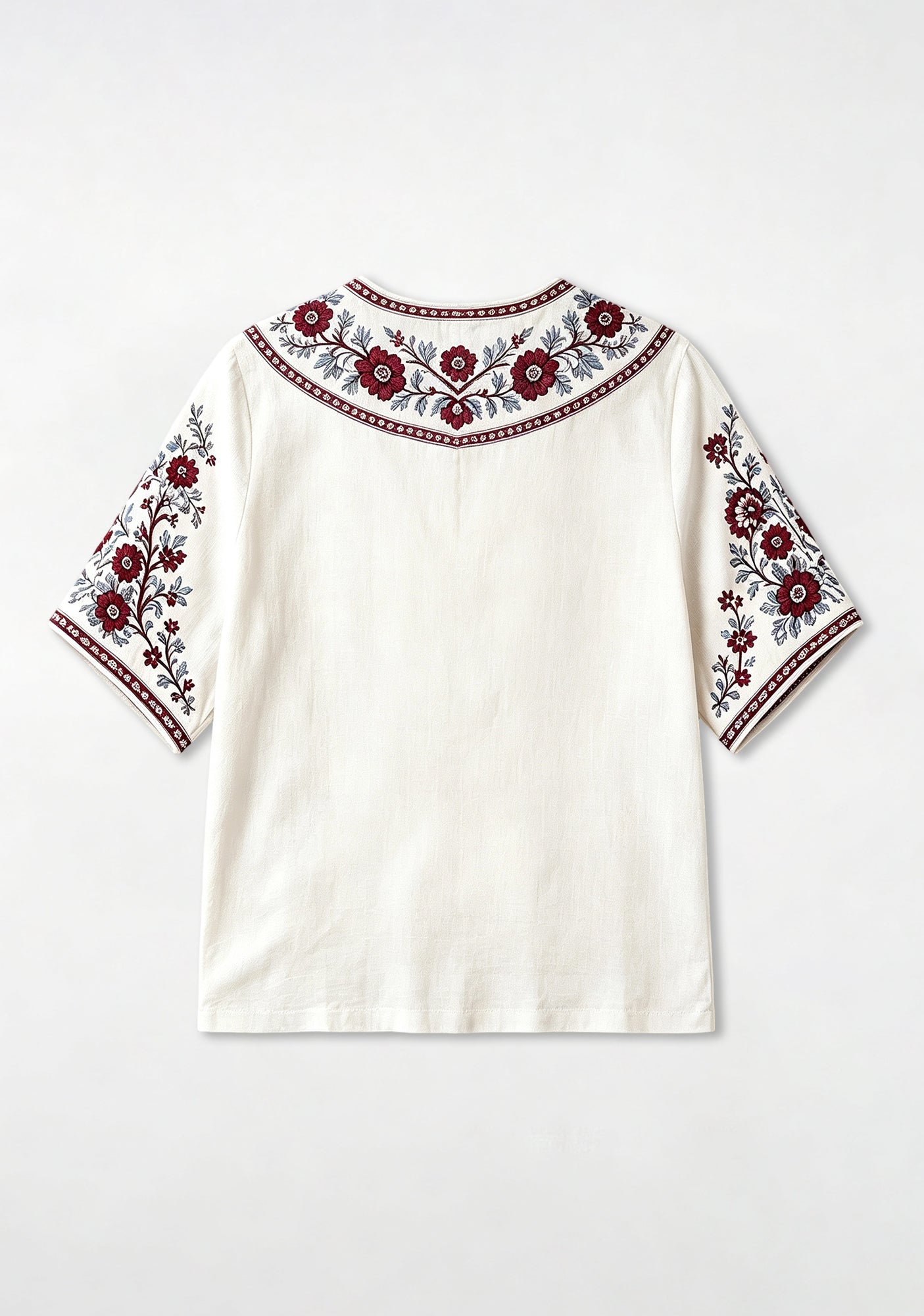 Boho Floral Border Aston Villa V-Neck Blouse