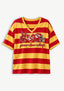 Women's Peace Love Kansas City Chiefs Football Striped V Neck T-Shirt