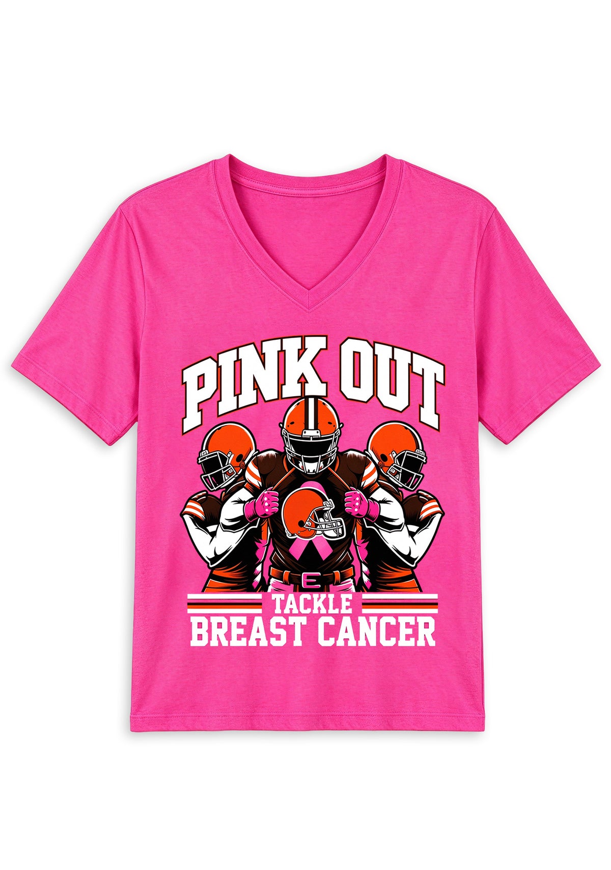Cleveland Browns Pink Out Tackle Breast Cancer Awareness V-Neck T-Shirt