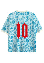 Light Blue Floral Colombia Script Mesh Jersey Shirts