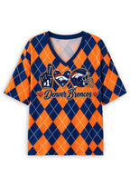 Women's Chicago Bears Argyle #1 Fan Heart Helmet V-Neck T-Shirt