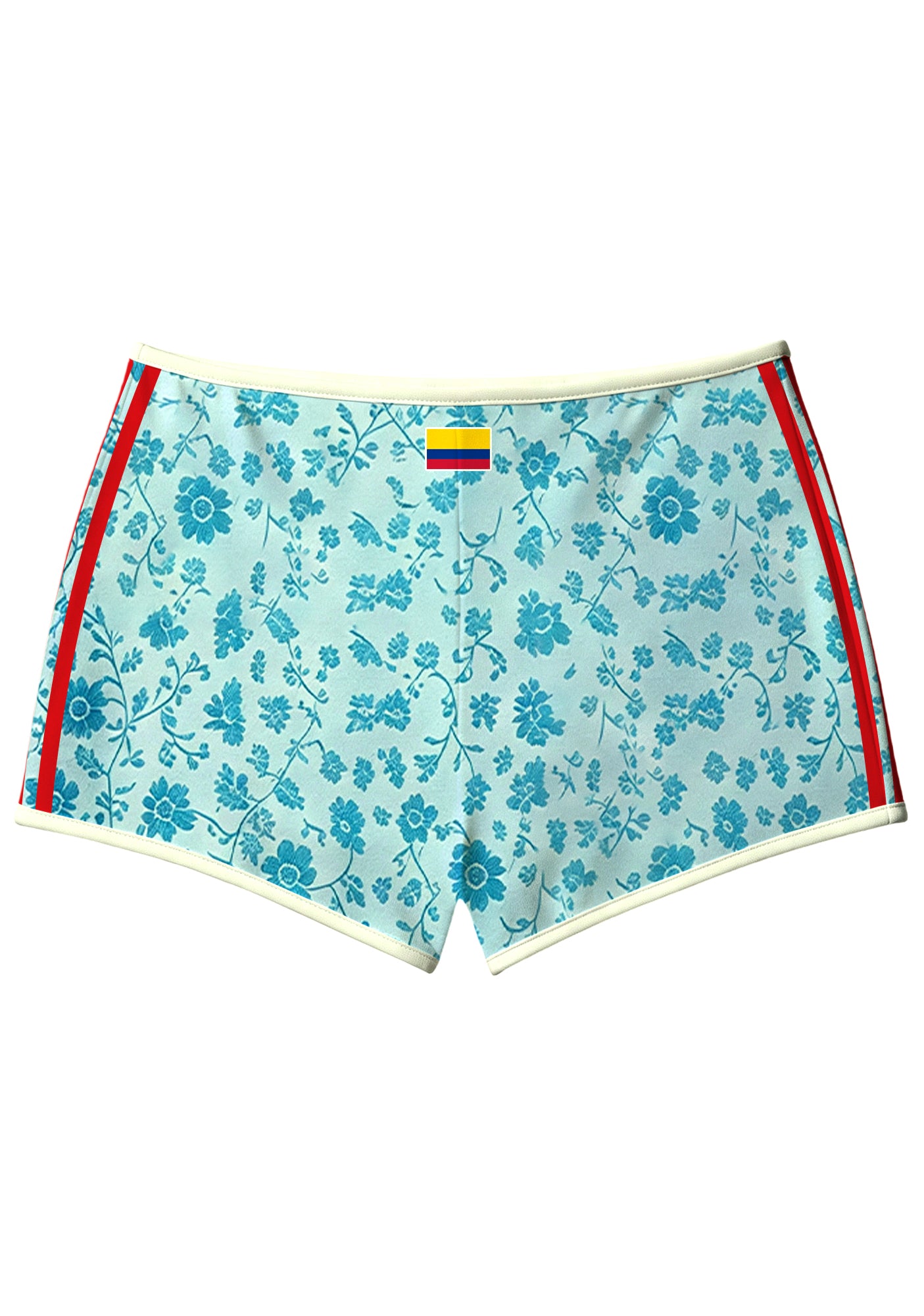 Light Blue Floral Colombia Script Booty Shorts Secondary image