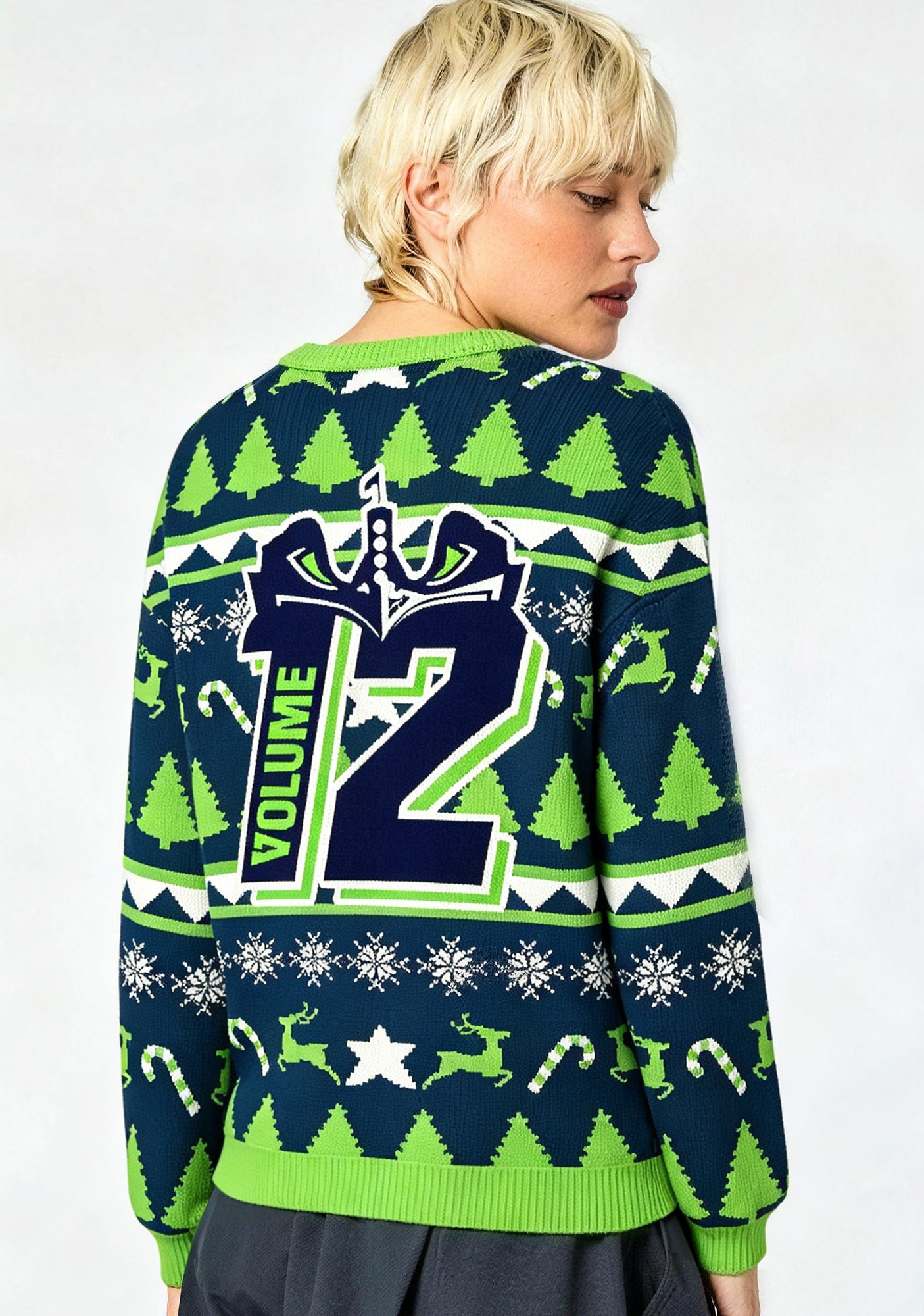 Seattle Seahawks Ugly Christmas Football Fan Sweatshirt Secondary image