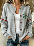 Women'S Casual Football Plant Knitted Cardigan Top