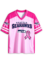 Women Seattle Seahawks Breast Cancer Awareness Pink Ribbon Mesh Jersey