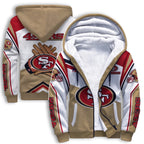 San Francisco 49ers Color Block Fleece Lined Zip Up Football Fan Hooded Jacket