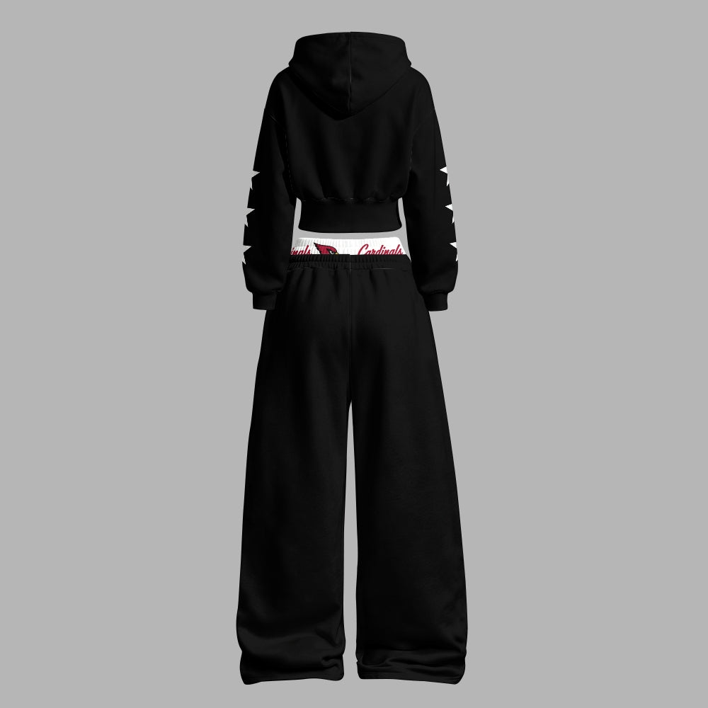 Zip-up hooded jacket and elastic-waist pants set 2609007214