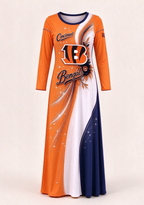 Women Cincinnati Bengals Print Long Sleeve Maxi Dress